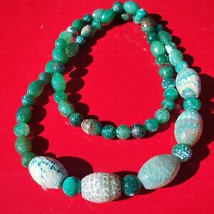 Jay King DTR mine finds green Spider Web Agate Stone Statement necklace,